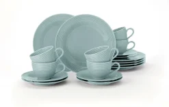 Seltmann Weiden Kaffeeservice BEAT COLOR GLAZE 18-teilig arktisblau