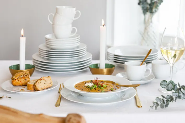 Seltmann Weiden Kombiservice RONDO LIANE 30-teilig weiß