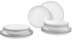 Seltmann Weiden Tafelservice 12 teilig LIDO rund Black Line