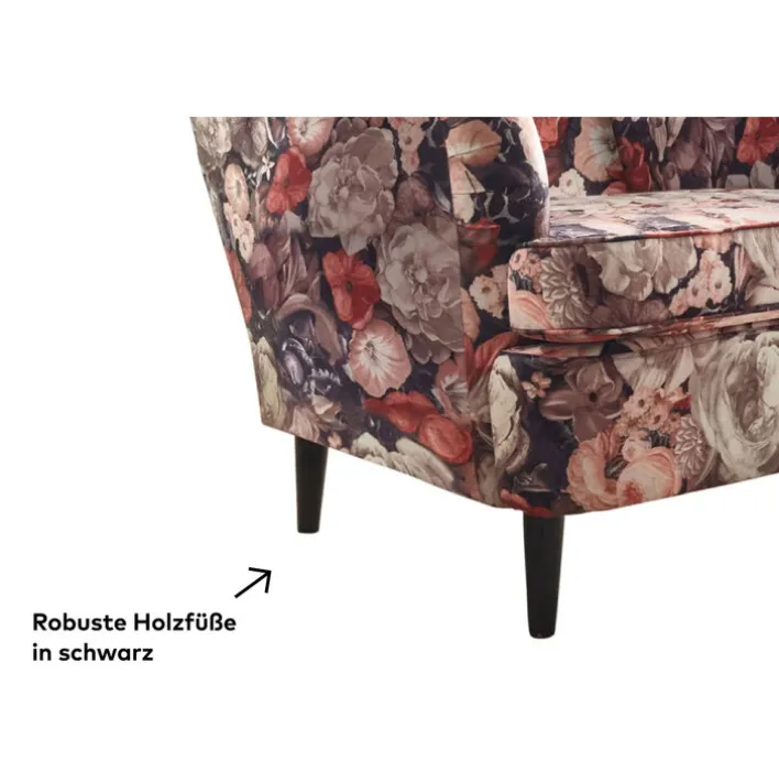 Sessel CHARLEEN Blumenmuster braun /rot