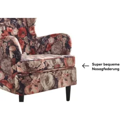 Sessel CHARLEEN Blumenmuster braun /rot