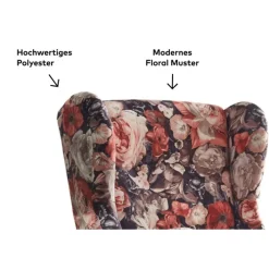 Sessel CHARLEEN Blumenmuster braun /rot