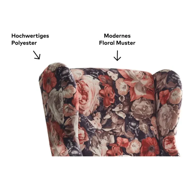 Sessel CHARLEEN Blumenmuster braun /rot