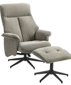 Sessel mit Hocker INA beige-grau