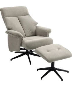 Sessel mit Hocker INA beige-grau