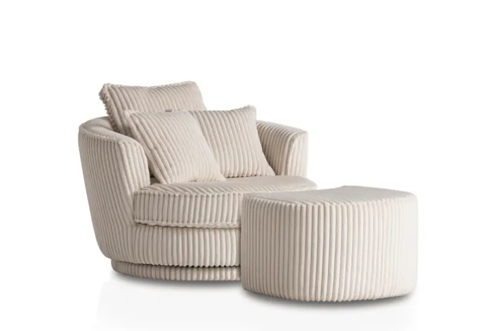 Sessel mit Hocker SPIN elfenbein