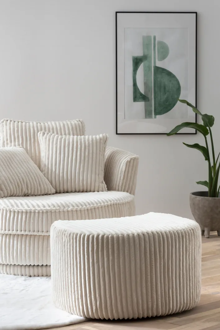 Sessel mit Hocker SPIN elfenbein