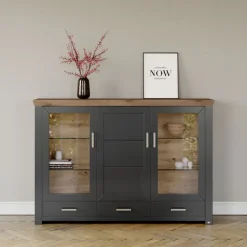 set one by Musterring Highboard YORK 57 anthrazit /Eiche Artisan