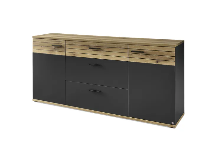 Set one by Musterring Kommode QUINCY 180x82 cm Anthrazit/Coast Evoke Eiche