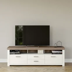 set one by Musterring Lowboard YORK 200x63 cm weiß/braun