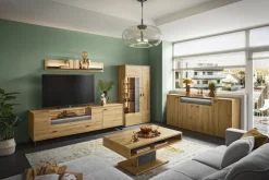 set one by Musterring Lowboard DELTONA 214x67 cm Eiche Artisan Dekor / Sandstein