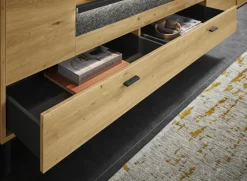 set one by Musterring Lowboard DELTONA 214x67 cm Eiche Artisan Dekor / Sandstein