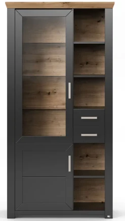 set one by Musterring Vitrine YORK 05 anthrazit /Eiche Artisan