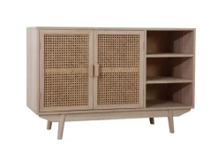 Sideboard 100 x 65 cm Braun/ Rattan