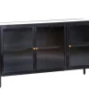 Sideboard 140 x 72 cm Platte Marmor weiß/Türfront Strukturglas