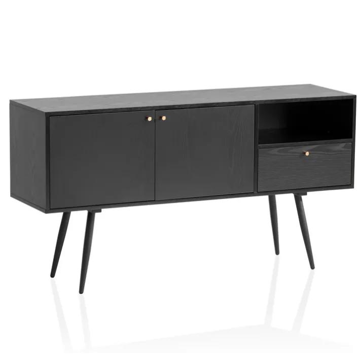Sideboard 140 x 75 cm schwarz matt