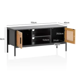 Sideboard 110 x 48 cm Schwarz matt/Braun