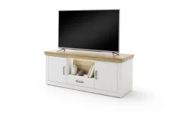 Sideboard CALVA 154 x 50 x 62 cm Pinie Aurelio/Grandson Oak/Weiß