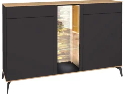 Sideboard COMO 159 x 90 cm Anthrazit matt Lack/Asteiche-Dekor