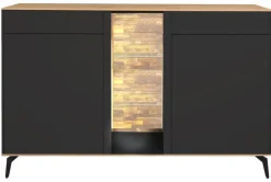 Sideboard COMO 159 x 90 cm Anthrazit matt Lack/Asteiche-Dekor