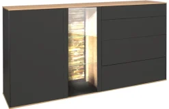 Sideboard COMO 169 x 90 cm Anthrazit matt Lack/Asteiche-Dekor