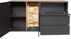 Sideboard COMO 169 x 90 cm Anthrazit matt Lack/Asteiche-Dekor