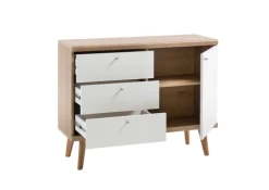 Sideboard LENA_MERLE 107 cm Eiche Riviera NB/ weiß matt