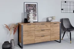 Sideboard LOOP 150 x 76 cm Kerneiche-Dekor/anthrazit