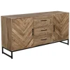 Sideboard LUANDA 160 x 80 cm Akazie massiv natur/schwarz