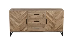 Sideboard LUANDA 160 x 80 cm Akazie massiv natur/schwarz