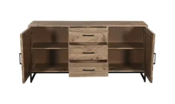 Sideboard LUANDA 160 x 80 cm Akazie massiv natur/schwarz