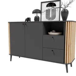 Sideboard PURE 138 x 88 cm grau-Dekor/Eiche-Dekor
