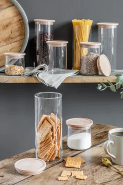 SIMAX Vorratsglas mit Holzdeckel 900 ml Sicherheitsglas transparent