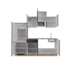 Singleküche MARY Touch Schwarz/Endgrain Oak ca.210x205x60 cm