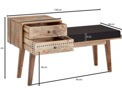 Sitzbank 120 x 65 cm Braun/ Schwarz