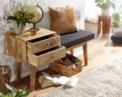 Sitzbank 120 x 65 cm Braun/ Schwarz