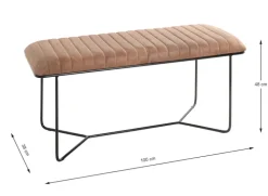 Sitzbank 100 x 48 cm Lederbezug braun/schwarz