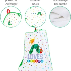 Smithy Kinderdecke RAUPE NIMMERSATT 75 x 90 cm weiß/mehrfarbig