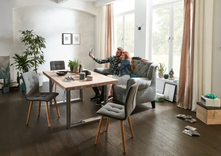 Sofa COSIMO Stoffbezug Grau ca. 170 x 99 x 82 cm