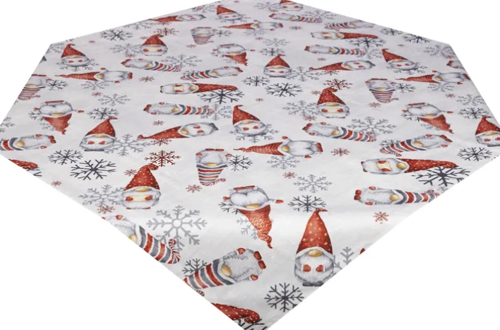 SPRÜGEL Tischdecke GNOMOS SNOWFLAKE 85 x 85 cm rot/grau