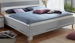 STAUD Bett SINFONIE 180 x 200 cm hellgrau/ Glas weiß