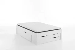 Stauraumbett mit Bettschubkasten 140 x 200 cm weiß