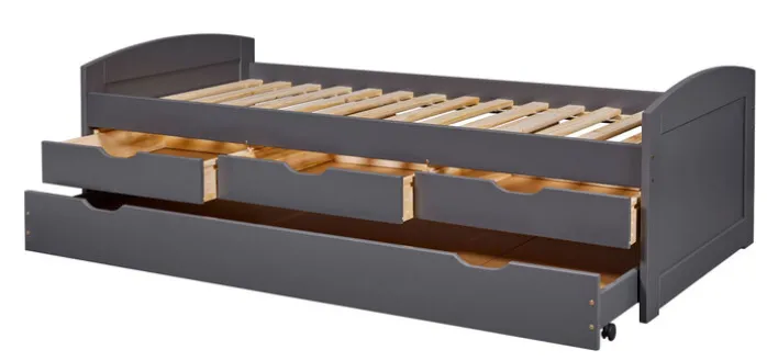 Stauraum-/Funktionsbett ANDRE 90 x 200 cm grau