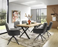 Stuhl NOVALEE Stoffmix Mikrofaser anthrazit/Leder grau