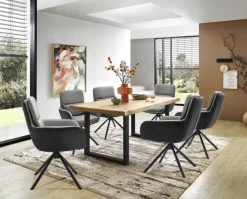 Stuhl NOVALEE Stoffmix Mikrofaser anthrazit/Leder grau