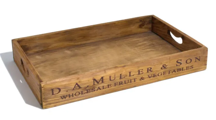 Tablett 49 x 31 cm FRUIT & VEGETABLES Antik Braun