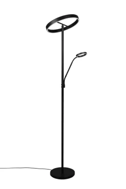 TRIO Deckenfluter mit Leselampe WILLIS, Metall, 180 cm Schwarz