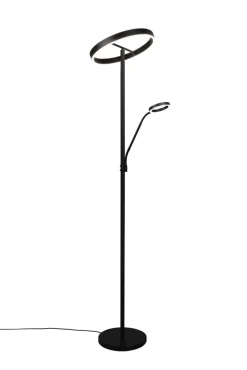 TRIO Deckenfluter mit Leselampe WILLIS, Metall, 180 cm Schwarz