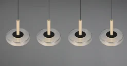 TRIO LED Balkenpendel CELESTE 4-flg schwarz /Rauchglas