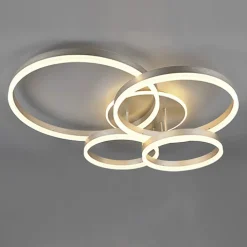 TRIO LED Deckenlampe DRAKE Metall/Kunststoff 80 x 70 x 17 cm Alu-/Nickelfarbig